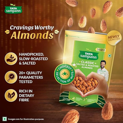 Tata Sampann Classic Salted & Roasted Almonds/Badam